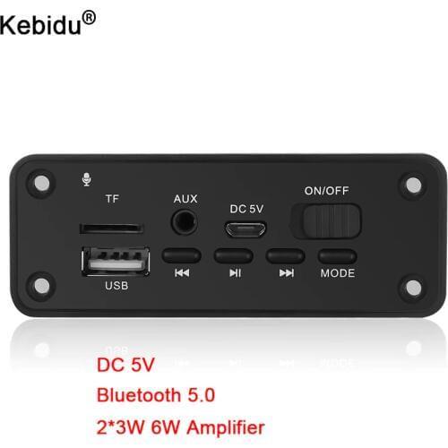 DC 5V Bluetooth 5.0 MP3 WMA Decoder Board Audio Module USB TF Radio Wireless FM Receiver MP3 Player 2 x 3W Amplifier For Car
