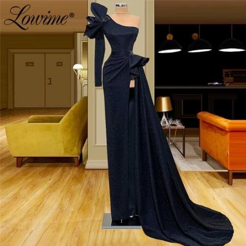 Lowime Long One Shoulder Evening Gowns 2021 Sexy With High Split Women Formal Party Dress Mermaid Prom Dresses Vestidos De Festa