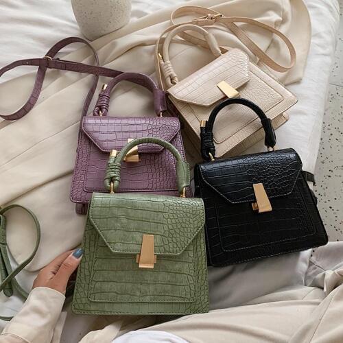 Purple Crocodile Pattern PU Leather Crossbody Bags For Women 2020 MINI Shoulder Handbags Female Summer Tote Bag