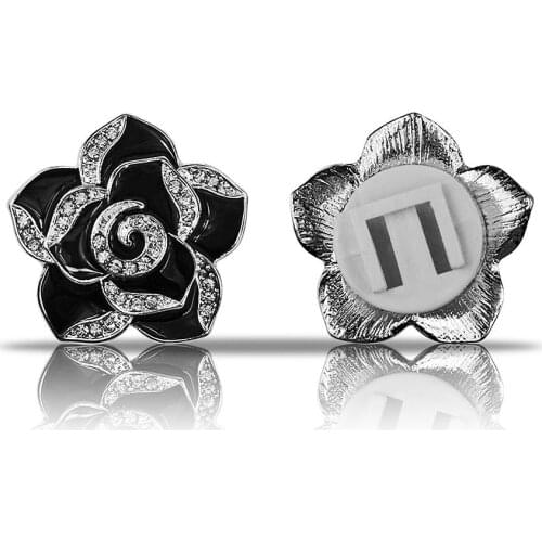 2 PCS Camellia Flowers Car Perfume Air Freshener Clip Fake Diamond Air Conditioner Vent Clamp Vehicle Decoration Gift