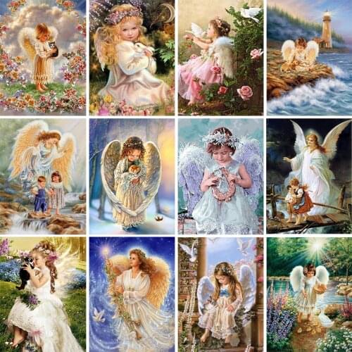 5D DIY Diamond Painting Angel Art Rhinestone Picture Full Diamond Embroidery Cross Stitch Kit Inlaid Mosaic Home Decoration Gift