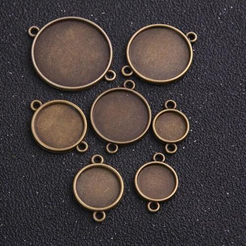 10PCS 10mm-25mm Antique Bronze Vintage Round Cabochon Settings Jewelry Connectors Jewelry Blanks Fit Diy Jewelry Making
