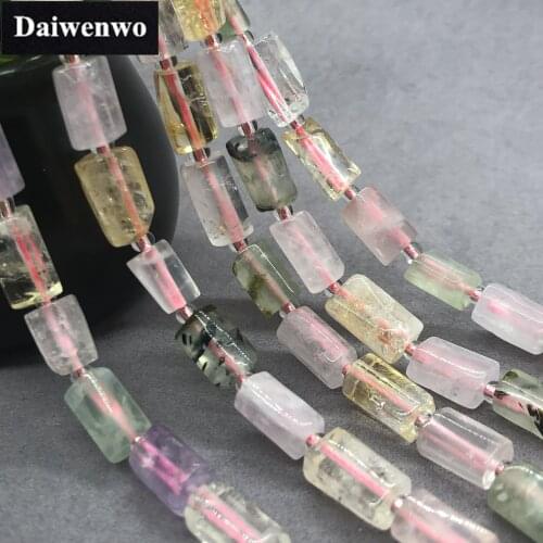 Colorful Quartz Prism Cube Beads Natural Loose Stone Faceted Spacer Diy