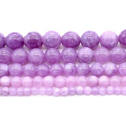 Natural Stone Light Purple Chalcedony Jades Beads Round Loose Spacer Beads for Jewelry Making 4/6/8/10/12mm DIY Bracelets