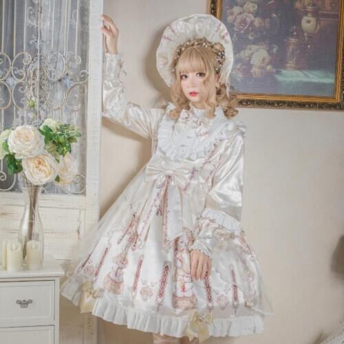 Sweet girls Silky lolita dress Royal fairy soft sister Princess LOLITA dress female Silk satin original cute gown dress F1423