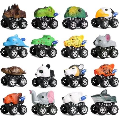 Cute Funny Dinosaur Pull Back Car Animal Tiger Model Vehicle Wolf Dolphine Figure Educational Toys for Children Kids Gift