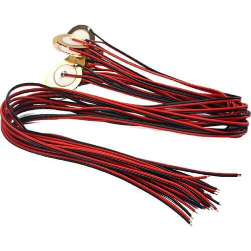 12 Pack 27mm Piezo Disc Elements with 48cm Leads for Cigar Box Guitar Drum Trigger