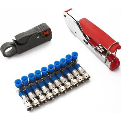 Coaxial Compression Stripper Set Extrusion Tongs, Tool Set Rg6f Head, Stripper, Press Tongs Squeeze The Pliers