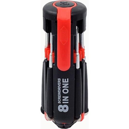 8 In 1 LED Light Manual Multifunctional Screwdriver Combination All-In-One Repairing Tools With 7 Screw Heads