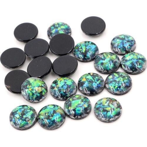 New Fashion 40pcs 12mm Black Colors Built-in metal foil Flat back Resin Cabochons Cameo-V6-23