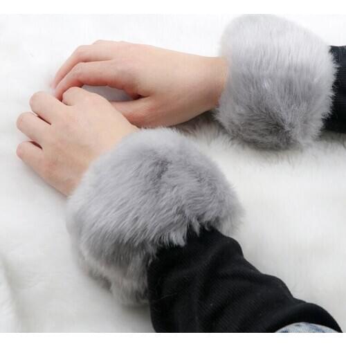 Fluffy Cuff Wristband Plush Elastic Oversleeve Women Winter Warm Sleeve Fur Decor Faux Fox Fur Wrist Arms Thick Gloves