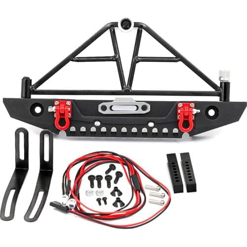 RC Car 1:10 RC Rock Car Metal Front Bumper with Led Light for Axial SCX10 90046 90047 Traxxas TRX-4 RC Crawler