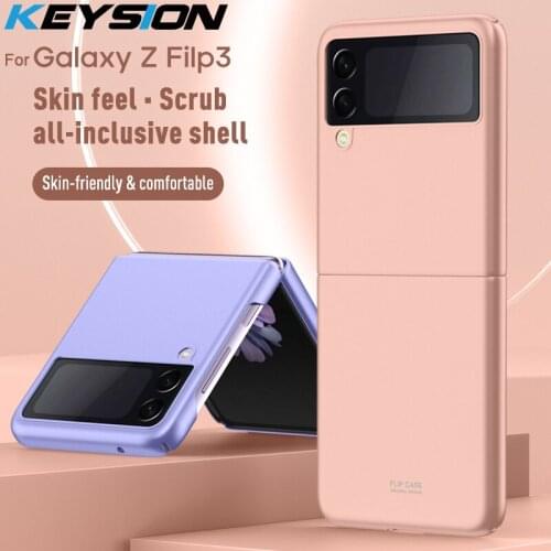 KEYSION Luxury Matte Skin Feel Case for Samsung Z Filp 3 Filp3 5G Ultra Thin Hard Shockprof Phone Cover for Galaxy Z Filp 3 5G
