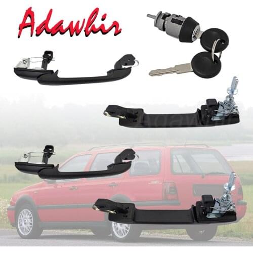 Front Rear Outer Door Handles Ignition Lock Core for 1992-1995 VW Golf Jetta Vento-EU 1H0837207/B/C 1H4839205 1 Set