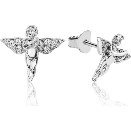 Silverlina Silver Angel Studded Earrings