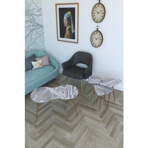 Modern 3'lü Triangle Zigon Coffee table, Serving Stand and London Center table-White marble coffe table table bassee