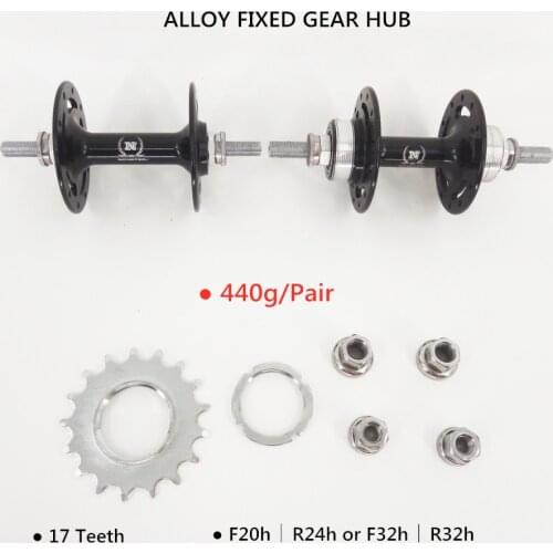 440g Novatec fixed gear hub alloy CNC 17T front 20h 32h rear 24h 32h Black J hook track wheel hub