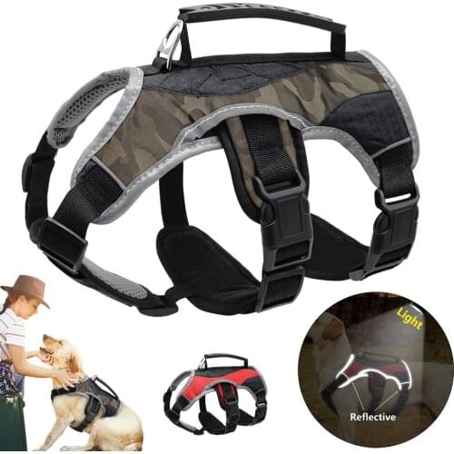 Reflective Nylon Dog Harness No-Pull Durable Dog Vest With Control Handle Adjustable Pet Training Harness For Medium Large Dogs