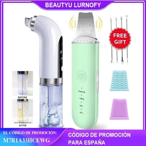Ultrasonic Skin Scrubber Face Spatula Blackhead Remover Pore Vacuum Water Cycle Skin Deep Cleaning Face Peeling Machine