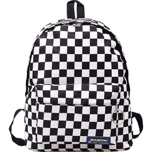 2020 Unisex Plaid Nylon Female Travel Daypack Laptop Backpack Book Schoolbags Feminina School Casual Rucksack Women Bag Rugzak