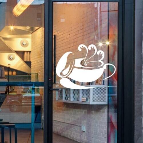 Coffee Shop Sign Mug Logo Cafe Decor Highest Quality Wall Cup Decal Sticker Vinyl Customized