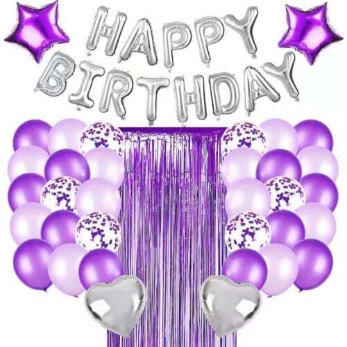 Aluminum foil balloon happy birthday banner girl bachelor party birthday scene background decoration love balloon decoration
