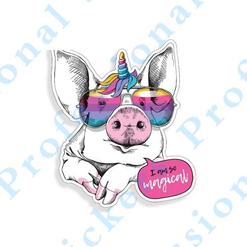 Funny stickers Pig Unicorn Sticker Magical Rainbow Laptop Box Car Vehicle Window Bumper Decal Motorcycle Vinyl Decals