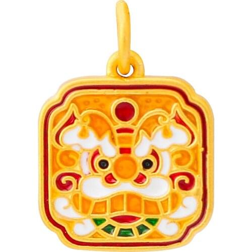 Really 24K Yellow Gold Pendant 999 Gold Tiger Necklace Pendant Baby Pendant