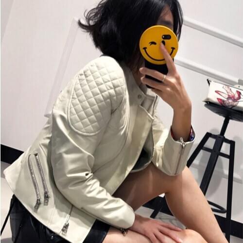 Women Fashion Multicolor Lambskin Real Jacket Short Slim Genuine Leather Motorcycle Coat High Quality Outerwear Female