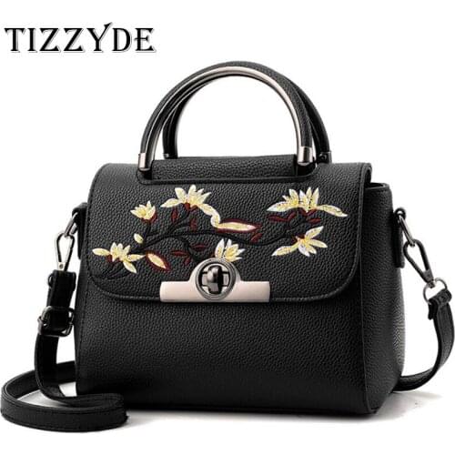 TIZZYDE Embroidery Fashionable 2017 Women Messenger Bag Popular Lock Handbag Simple Shoulder Bag Female Brand Designer ZXQ04