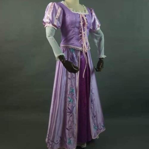 Custom Made Embroidery Cosplay Costume For Adult Princess Rapunzel Costume Dress For Women Halloween Party