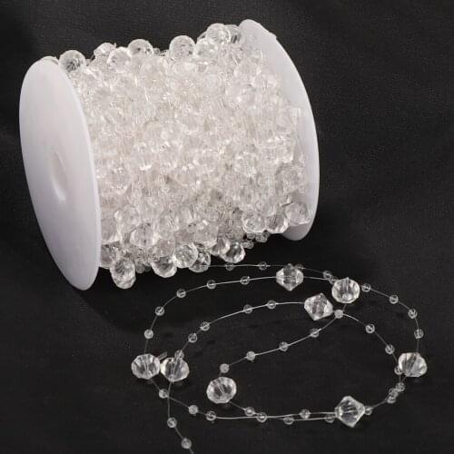 1Roll of 99ft Crystal Strands Chain Garland Beads for Bridal Bouquet Wedding Christmas Party Decoration