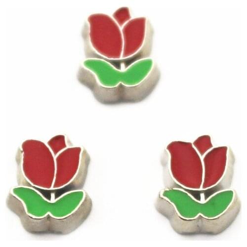 New Arrival 10pcs/lot rose Charms flower Floating Charms for Floating Memory charms Lockets DIY Jewelry