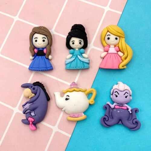 10Pcs Cartoon Princess Flatback Resin Cabochon Kawaii Flat back Cabochons Kids Hair Bows Accessories DIY Embellishments Decor
