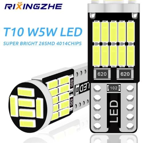 100PCS carled T10 Canbus W5W Led Bulbs 168 194 6000K White Signal Lamp Dome Reading License Plate Light Car Interior Lights Auto