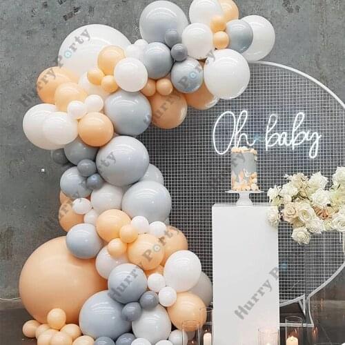 142pcs Cream Peach Apricot Balloon Garland Arch Kit for Kid Happy Birthday Party Decoration Wedding New Year Home Decor Supplies