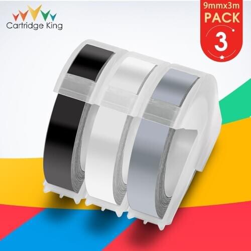 3PK Colorful for 3D DYMO Label Tapes Blue 9mm Embossing DIY Letter Ribbon for Motex E-101 Motex E-202 Motex E-303 Label Printer