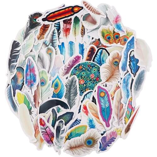 AD1021 Patchfan 65pcs Feather Waterproof Sticker For Scrapbooking Luggage Skateboard Laptop Bicycle Guitar Stickers Aesthetic