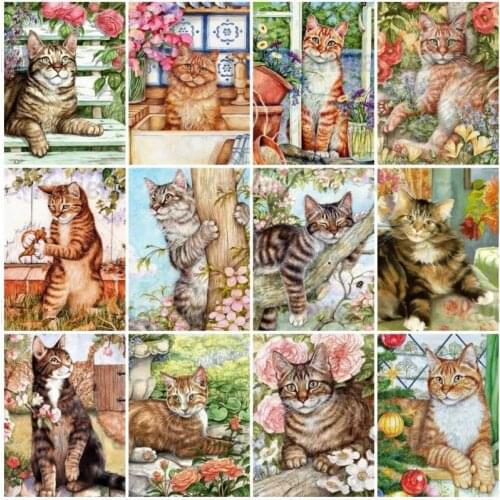 Cute Cat DIY 5D Diamond Painting Full Rhinestone Cartoon Paintings Animal Pet Diamond Embroidery Cross Stitch Mosaic Home Decor