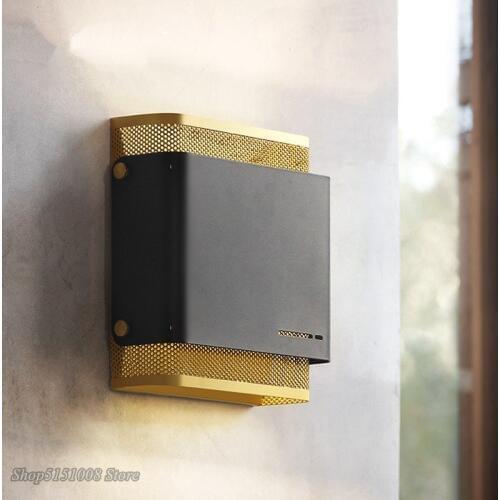 American wall light living room aisle mirror headlights iron mesh led bedside Sconce bedroom background wall lamp Fixtures Decor