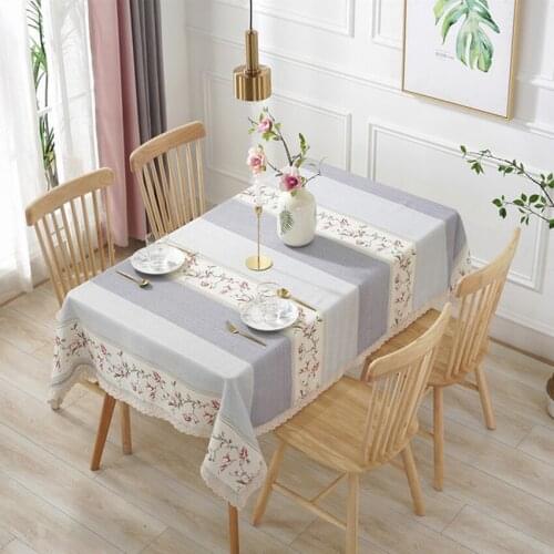 Flowers Table Cloth Striped Decoration Table Cover Dining Coffee Tablecloths Banquet Furniture Dustproof Cover Background Obrus