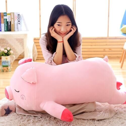 Dorimytrader Pop Lovely Soft Cartoon Lying Pig Plush Pillow Big Animal Piggy Stuffed Doll Toy Kids Gift 39inch 100cm DY60593