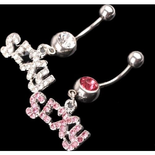 Hot Sale Popular Shining Rhinestone Faddish Navel Piercing Belly Button Ring Body Sexy Jewelry Pink/Silver Classical Vogue Magic