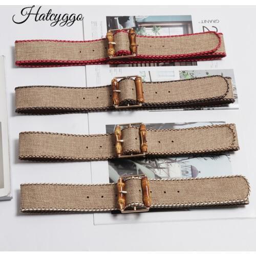 HATCYGGO Women Weave Wide Waist Belt Female Vintage Leather Belts For Women Belts Designer Waistband Ladies Belts For Dresses