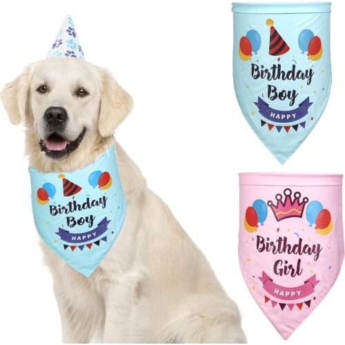 Pattern Pet Birthday Saliva Towel Cotton Dog Scarf for Large Dogs Summer Dog Supplies Party Cat Collar Fashion Dog Accessories