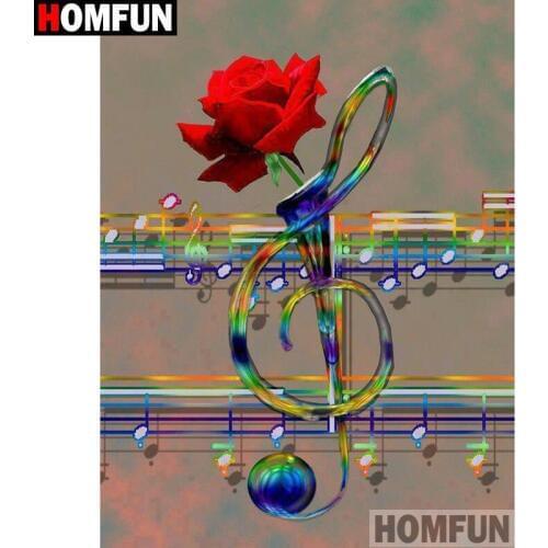 HOMFUN Full Square/Round Drill 5D DIY Diamond Painting "Music rose flower" 3D Diamond Embroidery Cross Stitch Home Decor A21360