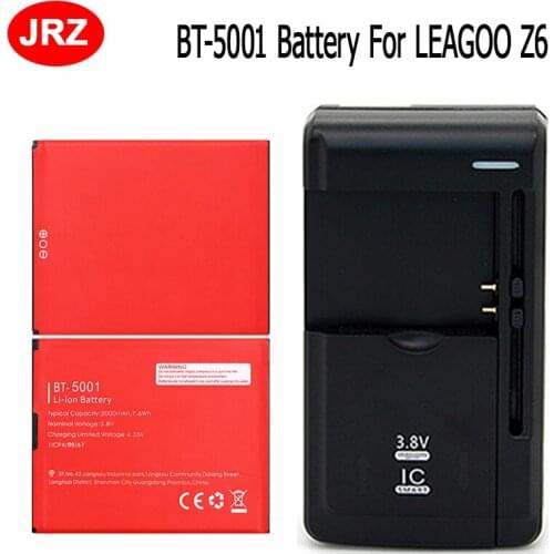 JRZ 1 Lot=2PCS+1 Charge For LEAGOO Z6 Battery BT-5001 Mobile Phone High Quality Replacement Li-ion Batteria For LEAGOO Z6