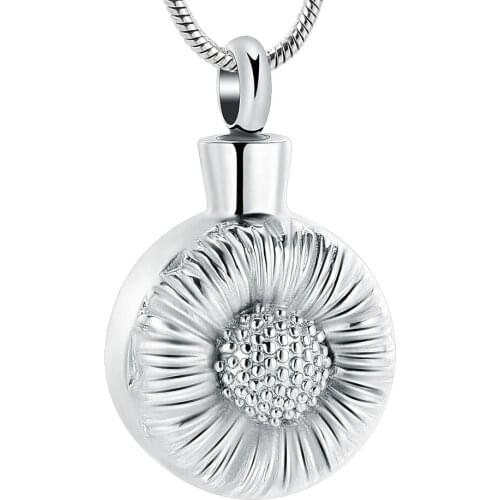 K12133 Sunflower Cremation for Ashes Pendant Stainless Steel Keepsake Memorial Urn Jewelry for Ashes