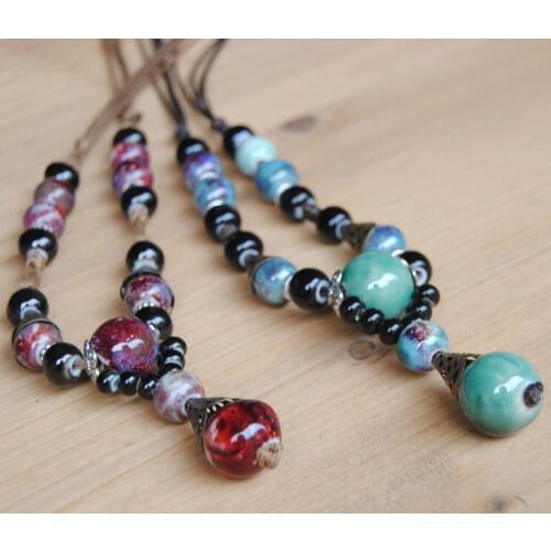 Ceramic Necklace National Trend Long Design Multi-Color Beads Pendants Fashion Jewelry Accessories Wholesale Vintage Women 2015