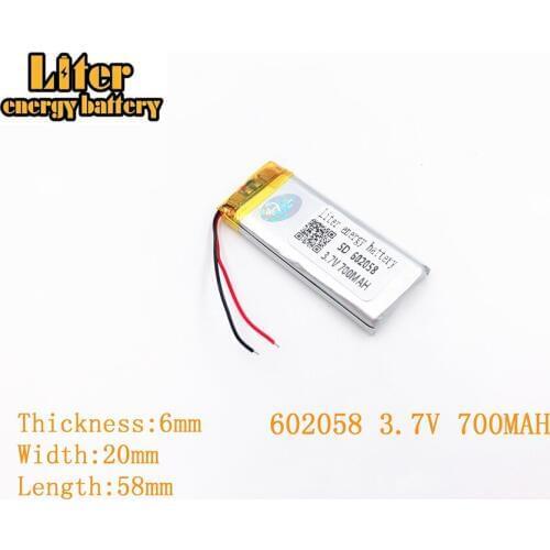 Liter energy battery 3.7V 700mAh 602058 Lithium Polymer Rechargeable Battery For MP3 MP4 MP5 Lithium polymer battery